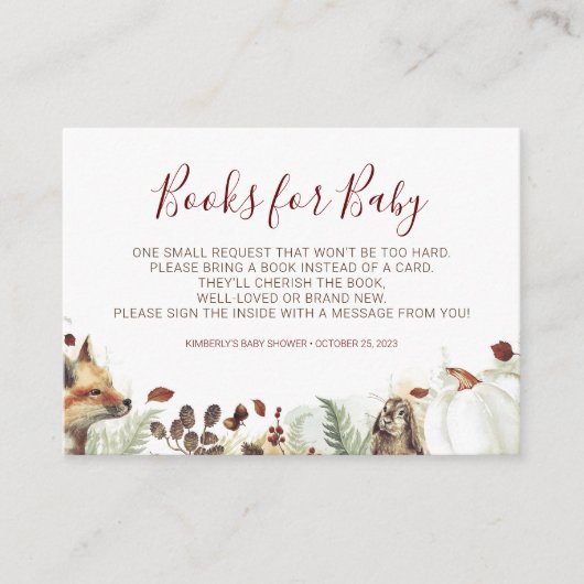 かぼちゃ及び森林動物のベビー書 エンクロージャーカード (正面)