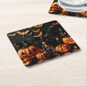 かぼちゃ及び骨格 スクエアペーパーコースター (アングル)