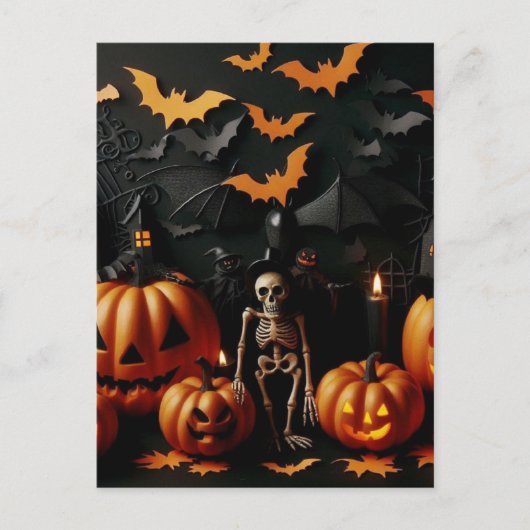かぼちゃ及び骨格 ポストカード (正面)