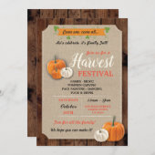 かぼちゃ収穫祭のラスティックチョーク招待状 招待状 (正面/裏面)