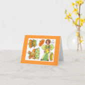 かぼちゃ妖精空白の紙人形ノートカード カード (黄色い花)