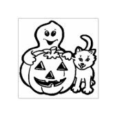 かぼちゃ幽霊猫イラストレーションアートスタンプ ラバースタンプ (インプリント)