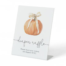 かぼちゃ弓おむつラッフルサイン | 秋ベビーシャワー