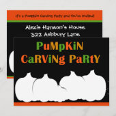 かぼちゃ彫りのハロウィンパーティーの招待状 招待状 (正面/裏面)