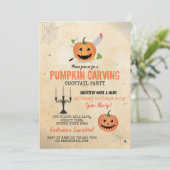 かぼちゃ彫りハロウィンパーティー カクテル ウェブ 招待状 (スタンド正面)