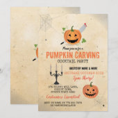 かぼちゃ彫りハロウィンパーティー カクテル ウェブ 招待状 (正面/裏面)