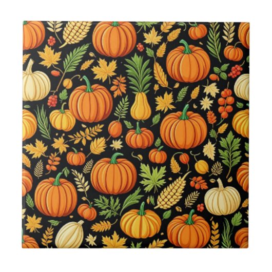かぼちゃ模様の収穫日秋 タイル (正面)