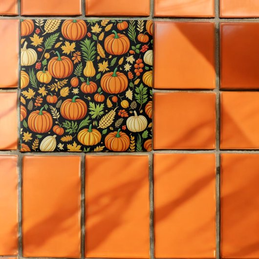 かぼちゃ模様の収穫日秋 タイル