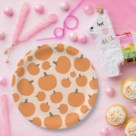 かぼちゃ模様 ペーパープレート (パーティー)