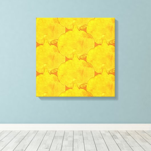 かぼちゃ水の色パタ絵画ーン キャンバスプリント (インサイチュ (ウッドフロア))