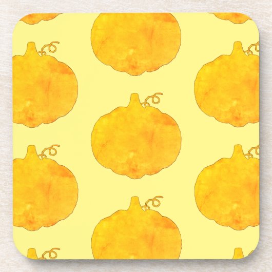 かぼちゃ水の色パタ絵画ーン コースター (正面)