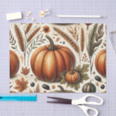 かぼちゃ水彩秋の模様秋 薄葉紙 (クラフト)