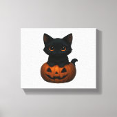 かぼちゃ猫 – かわいい不気味猫用ハロウィンシャツ キャンバスプリント (正面)