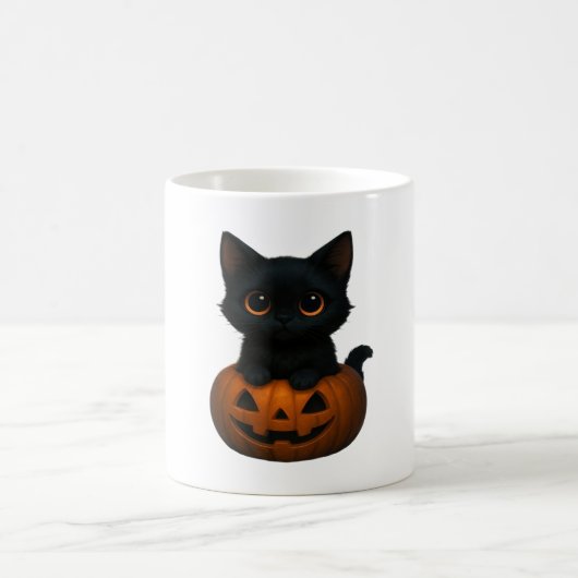かぼちゃ猫 – かわいい不気味猫用ハロウィンシャツ コーヒーマグカップ (中央)