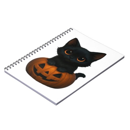 かぼちゃ猫 – かわいい不気味猫用ハロウィンシャツ ノートブック (左側)