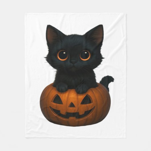 かぼちゃ猫 – かわいい不気味猫用ハロウィンシャツ フリースブランケット (正面)