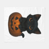 かぼちゃ猫 – かわいい不気味猫用ハロウィンシャツ フリースブランケット (正面(横))