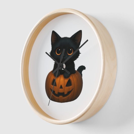 かぼちゃ猫 – かわいい不気味猫用ハロウィンシャツ 壁時計 (傾斜)