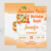 かぼちゃ畑お誕生日パーティーへの招待 招待状 (正面/裏面)