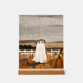 かぼちゃ畑に幽霊がある アクリルサイン