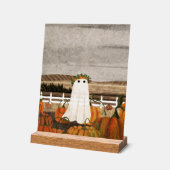 かぼちゃ畑に幽霊がある アクリルサイン (傾斜)