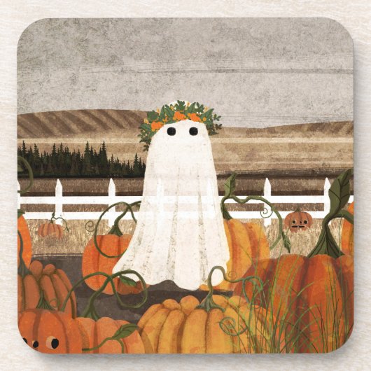 かぼちゃ畑に幽霊がある コースター (正面)