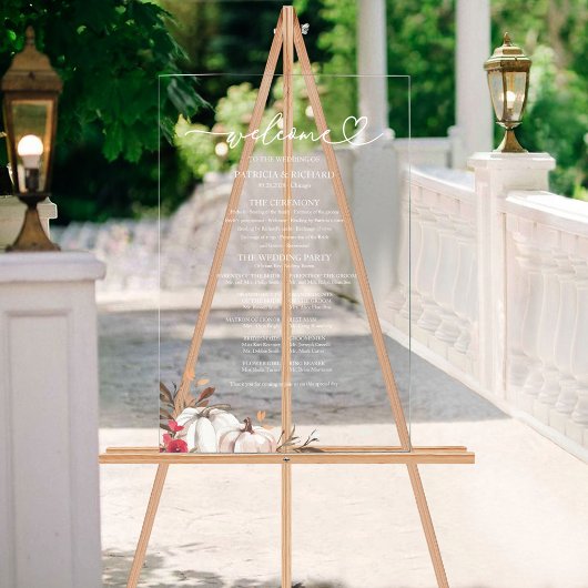 かぼちゃ秋の結婚式プログラムサイン アクリルサイン