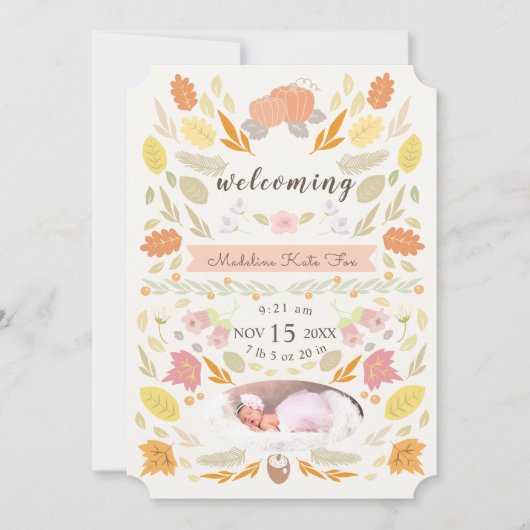 かぼちゃ紅葉フォトバースデーアナウンス 招待状 (正面)