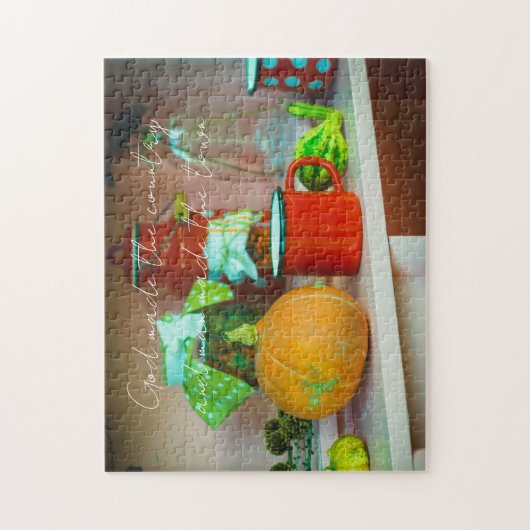 かぼちゃ素朴と赤いマグカップを使った静かな生活 ジグソーパズル (縦)