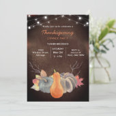かぼちゃ素朴のひも灯り葉感謝祭 招待状 (スタンド正面)