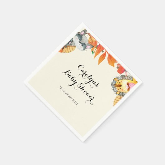 かぼちゃ素朴の動物の赤ちゃんシャワーナプキン スタンダードカクテルナプキン (角)