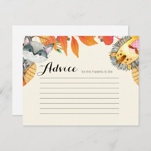 かぼちゃ素朴の動物アドバイスカード赤ちゃんシャワー エンクロージャーカード (正面/裏面)