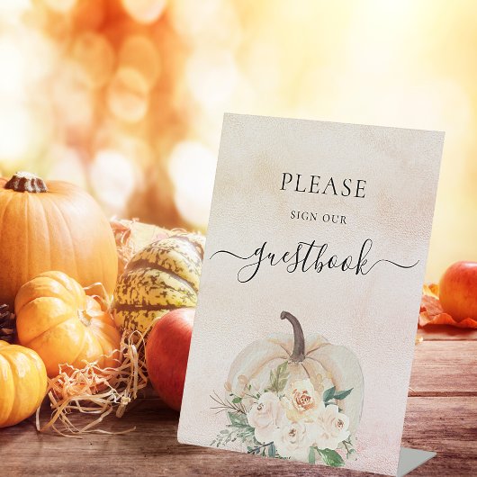 かぼちゃ花秋の結婚式ゲストブックサイン 台座サイン