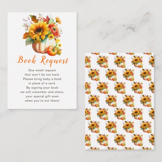 かぼちゃ花花花束赤ちゃんシャワーブックリクエスト エンクロージャーカード (正面/裏面)