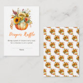 かぼちゃ花花花花束赤ちゃんシャワーおむつラッフル エンクロージャーカード (正面/裏面)