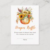 かぼちゃ花花花花束赤ちゃんシャワーおむつラッフル エンクロージャーカード (正面)