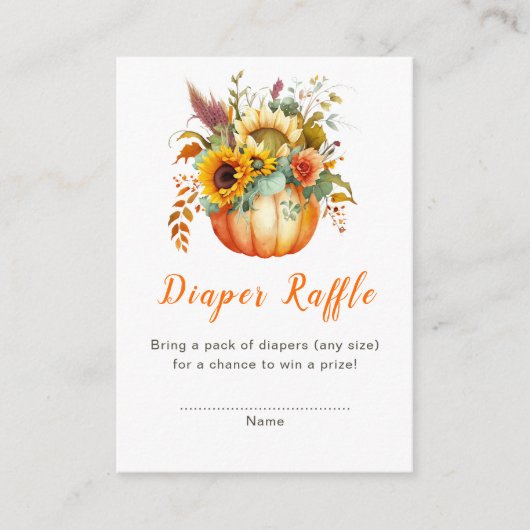 かぼちゃ花花花花束赤ちゃんシャワーおむつラッフル エンクロージャーカード (正面)