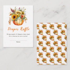 かぼちゃ花花花花束赤ちゃんシャワーおむつラッフル エンクロージャーカード