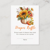 かぼちゃ花花花花束赤ちゃんシャワーおむつラッフル エンクロージャーカード (正面)