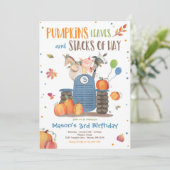 かぼちゃ農場パーティー かぼちゃトラクター 誕生日パーティー 招待状 (スタンド正面)