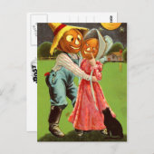 かぼちゃ頭のかかしカップル恋 ポストカード (正面/裏面)