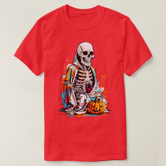 かぼちゃ頭のスケルトン Tシャツ (デザイン正面)
