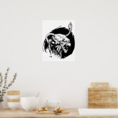 かぼちゃ頭の白黒 ポスター (キッチン)