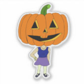 かぼちゃ頭チビ(小さくかわいく書いた感じ)女 シール (正面)