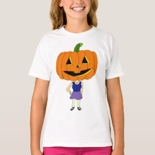 かぼちゃ頭チビ(小さくかわいく書いた感じ)女 Tシャツ