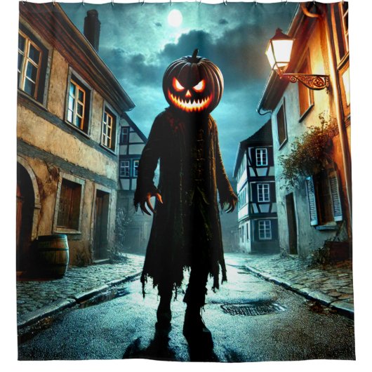 かぼちゃ頭 シャワーカーテン (正面)