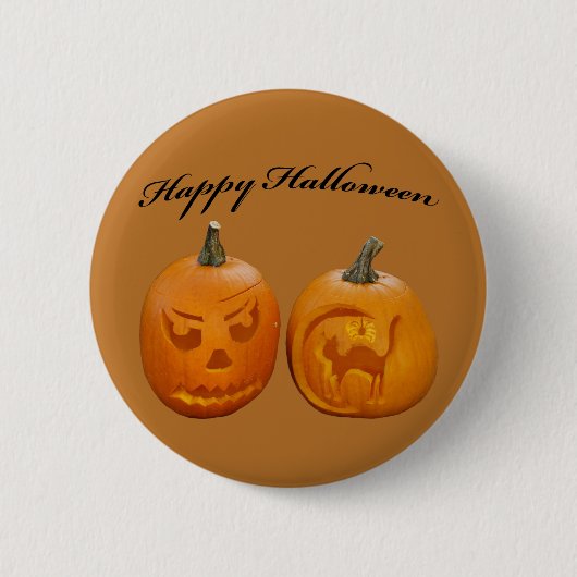 かぼちゃ2個 ハッピーハロウィン 缶バッジ (正面)
