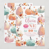 かぼちゃ1歳誕生日 小さなパステルオータム 招待状 (正面/裏面)