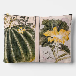 かぼちゃ、ヴィンテージ及び葉花のイラストレーション アクセサリーポーチ