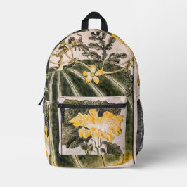 かぼちゃ、ヴィンテージ及び葉花のイラストレーション プリントバックパック